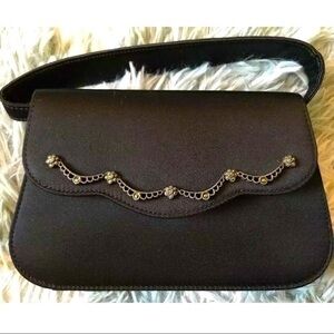 Judith Jack Floral Marcasite Satin Detachable Strap Small Clutch Handbag Purse